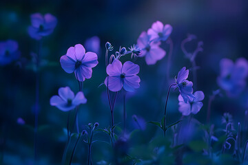 Moonlit Symphony: A Serene Display of Night-Blooming Flowers in the Tranquil Evening Garden
