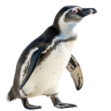 Cute African Penguin Standing Upright Isolated on White