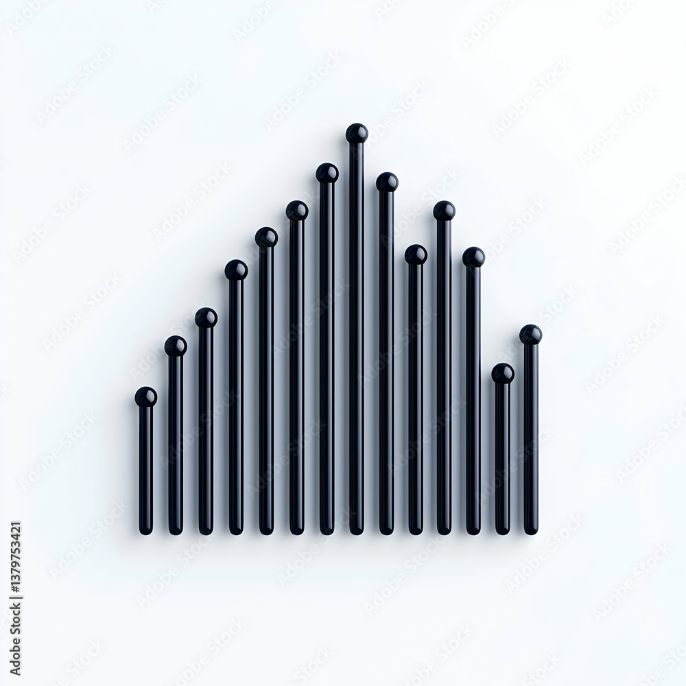Poster minimal line design of graph that increases in stages and steps