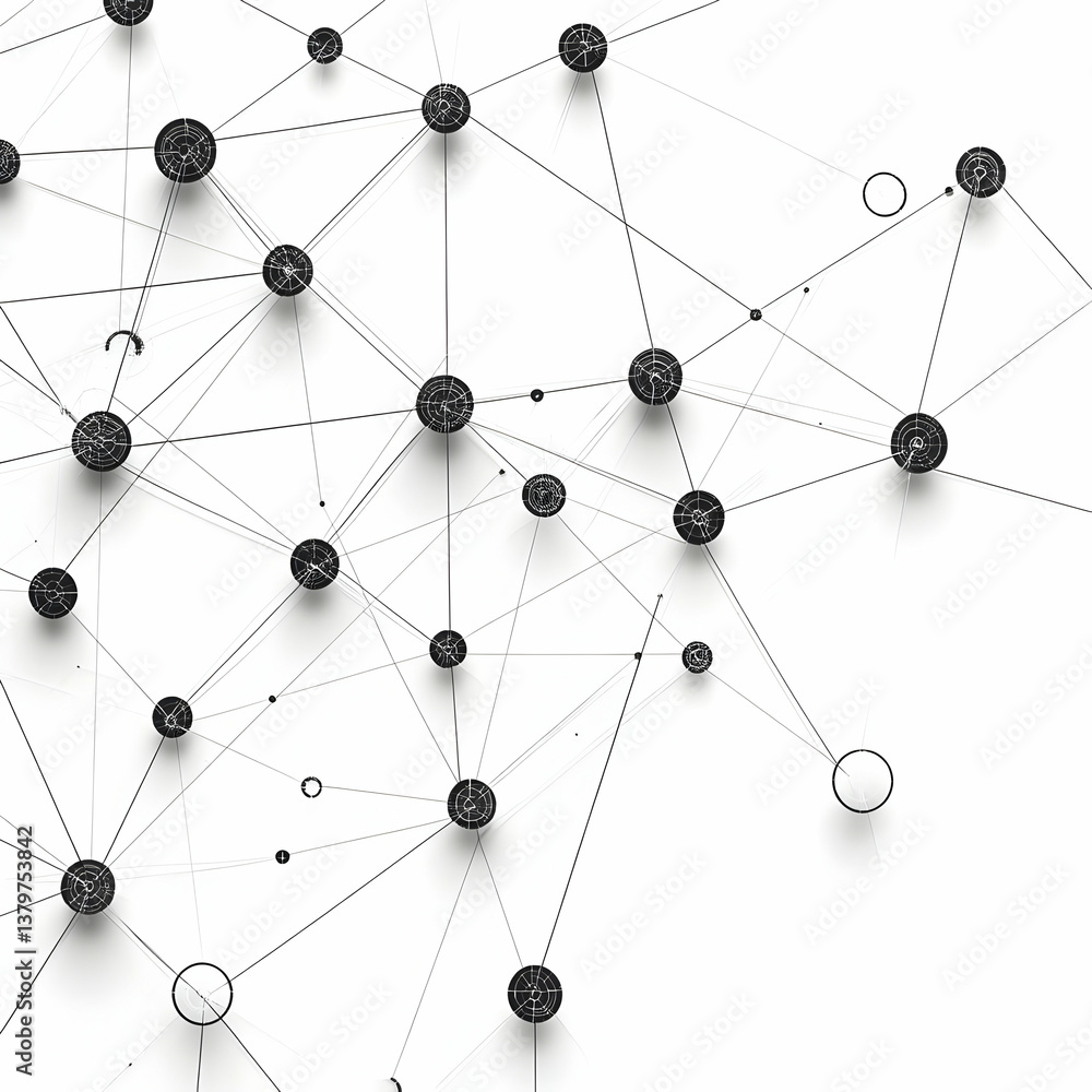 Aufkleber abstract network of shapes and connections for design use