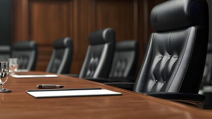 Elegantly Designed Conference Room with Black Leather Chairs