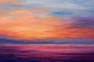 Fototapeta premium A painted sunset horizon with hues of orange, pink, and topaz, A tranquil horizon painted in hues of orange, pink, and purple