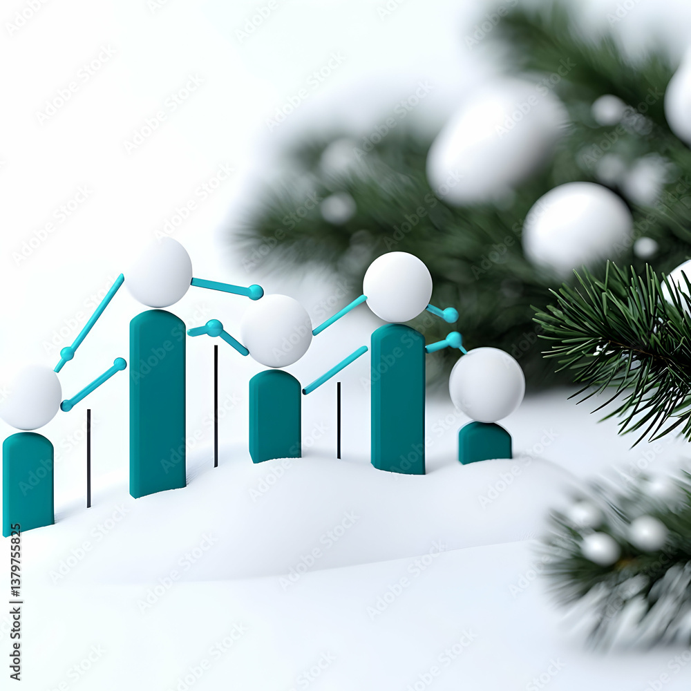 Poster stylized graph with snow pattern for visual data representation