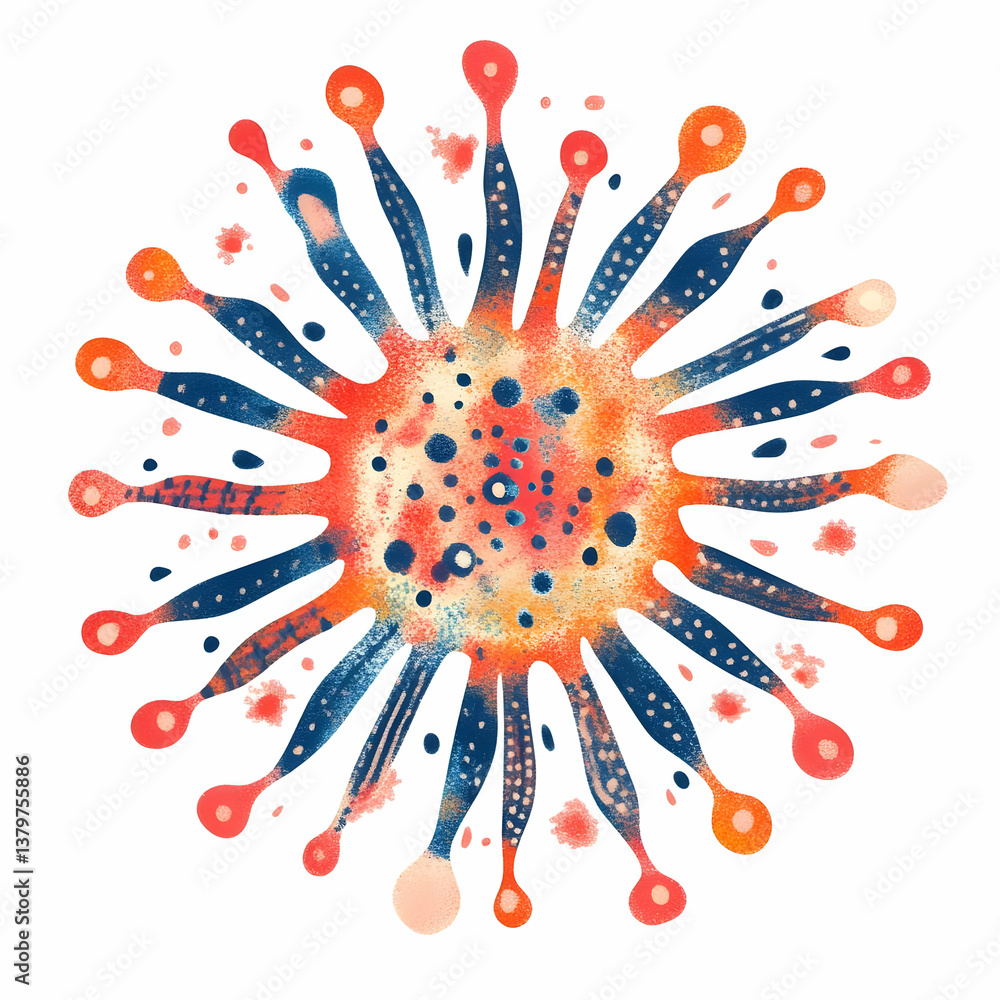 Aufkleber stylized graphic representation of a virus particle with colorful design