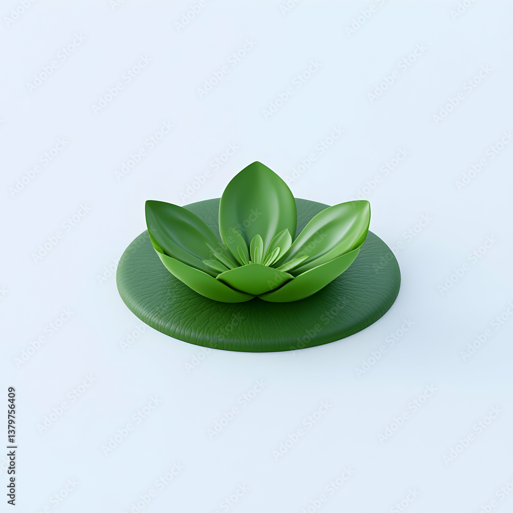 Poster simple design of a lotus leaf floating in calm water background