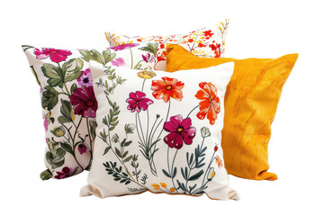 Plush Floral Cushions Isolated On Transparent Background