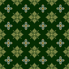 seamless Green Geometric Floral Pattern