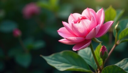 A late blooming flower, with buds still closed while others have bloomed , detail, summer, spring