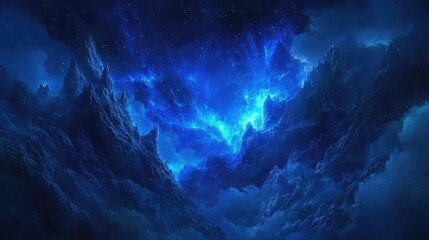 A high-altitude sky with deep blue hues, creating a mesmerizing view