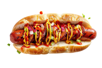 Hot Dogs Cooked Sausages Isolated On Transparent Background