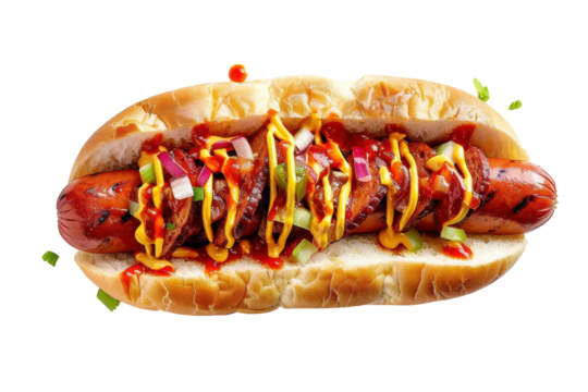Hot Dogs Cooked Sausages Isolated On Transparent Background