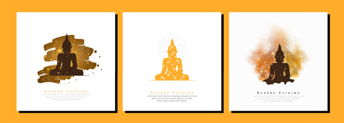 abstract illustration of Buddha Purnima Background. vector set