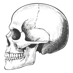Hand-Drawn Sketch of a Skull