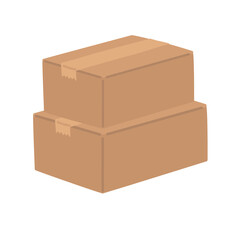 2つ重なった手描きのダンボールのイラスト