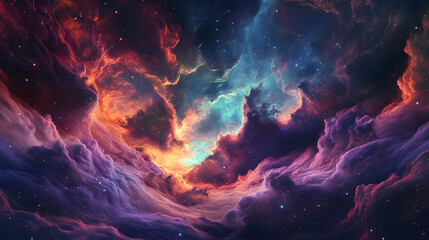 Celestial Wanders: Mystical Swirls and Stellar Glimmers in a Galactic Nebula's Embrace