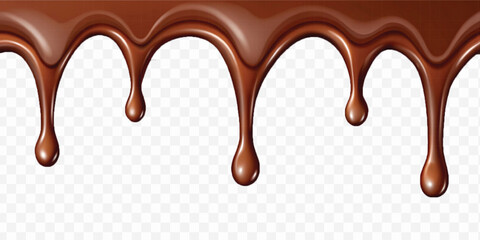 realistic dark liquid  chocolate dripping and flowing down from the top, isolated on white background
