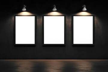 movie poster frame mockup with spotlights from above , 