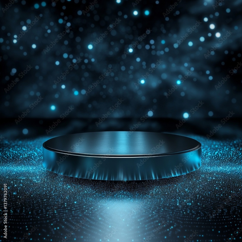 Aufkleber elegant metallic platform on sparkling blue cosmic background for product showcase or presentation