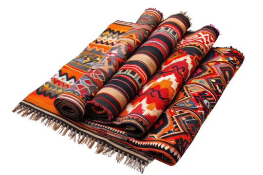 Turkish Kilims: Flat-Woven Carpets Isolated On Transparent Background