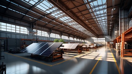 Fototapeta premium Solar Panel Factory: A Glimpse into Sustainable Energy Production