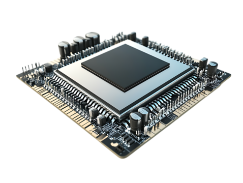 CPU chip on Transparent Background