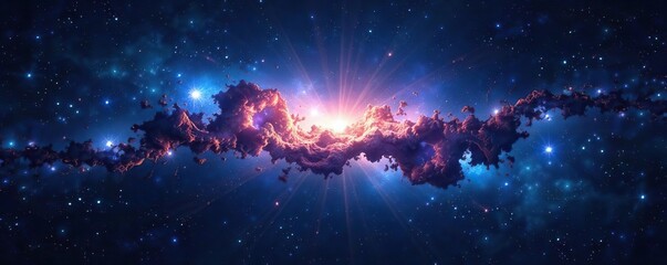 360 degree equirectangular projection space background with stunning nebula and twinkling stars, perfect for 3D renderings and virtual reality simulations,  equirectangular,  projection