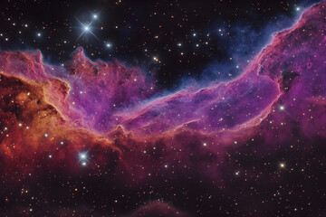 Obraz premium Celestial Wanders: Mystical Swirls and Stellar Glimmers in a Galactic Nebula's Embrace