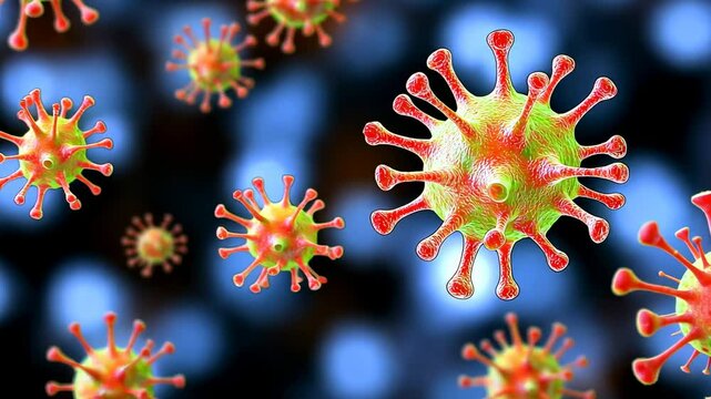 Colorful Visualization of Virus Particles in Abstract Background