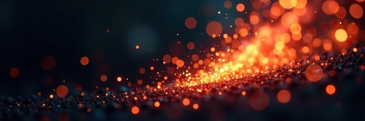 Abstract fire and spark particles swirling in the darkness,  bright,  motion