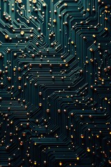 Abstract circuit board texture with intricate patterns of electronic components and pathways,  website,  presentation