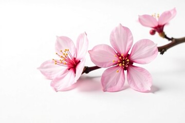 Beautiful sakura flowers with delicate pink petals isolated on a pure white background, sakura,  isolated