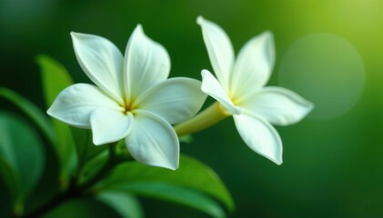 Obraz premium Beautiful Stephanotis or Madagascar jasmine plant blooming with white fragrant flowers in full bloom, blooming, botanical