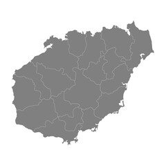 High Quality map of Hainan is a province of China, with borders of the divisions