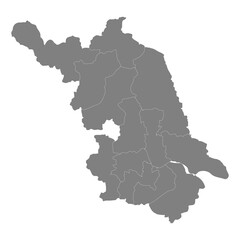 High Quality map of Jiangsu is a province of China, with borders of the divisions