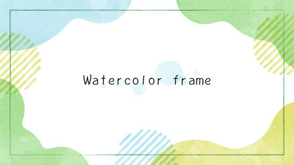 frame-4　ゆるやかなウォーターカラーのフレーム。水彩の背景。お洒落なウォーターカラーの壁紙。