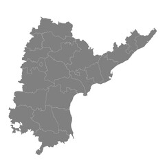 High Quality map of Andhra Pradesh is a state of India (before 2014), with borders of the districts