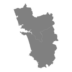 High Quality map of Goa is a state of India, with borders of the districts