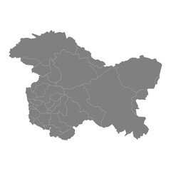 High Quality map of Jammu and Kashmir is a state of India, with borders of the districts