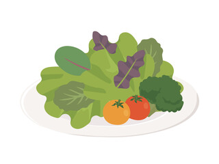 お皿に盛りつけたサラダのイラスト