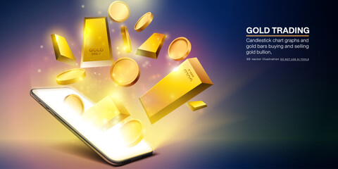 Fototapeta premium Gold Trading Digital Concept