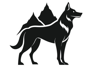 mountain dog silhouette  isolated on white background