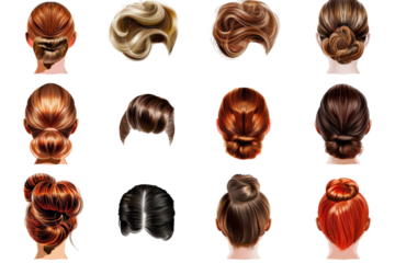 Antique Hair Styles Isolated On Transparent Background