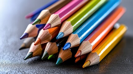 Fototapeta premium Colorful pencil art creation studio space photography creative environment close-up view artistic expression