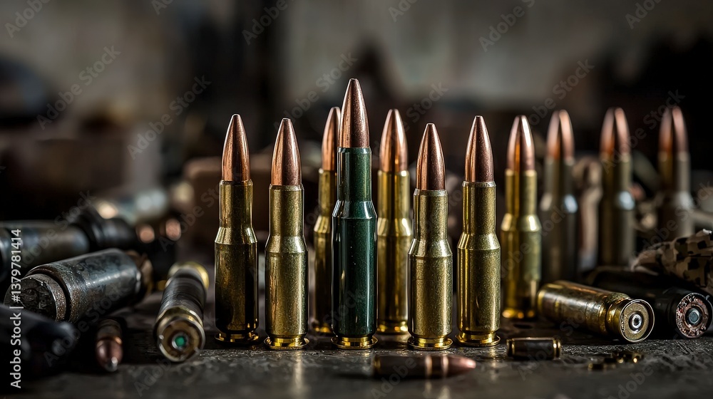 Aufkleber exploring bullet manufacturing process workshop photography industrial setting close-up ammunition p