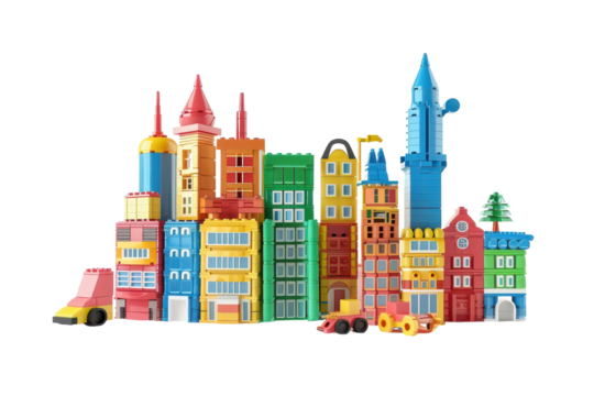 Building Toy Set Isolated Isolated On Transparent Background