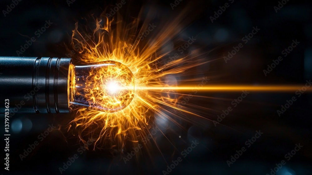 Poster electric spark ignition laboratory digital art dark environment close-up innovation and science conc