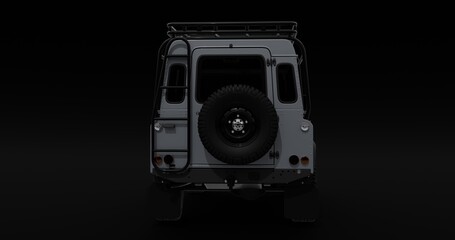 Realistic Car SUV Adventure Style Isolated on Black Background. 3D Rendering