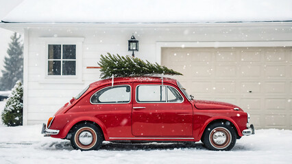 Fototapeta premium snow covered car in the snow