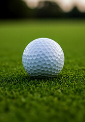 Obraz premium golf ball on green grass, Close up golf ball on green grass field