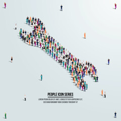 Labour day wrench tool icon or concept. large group of labor people form to create wrench tool. Vector illustration. Happy Labor Day.